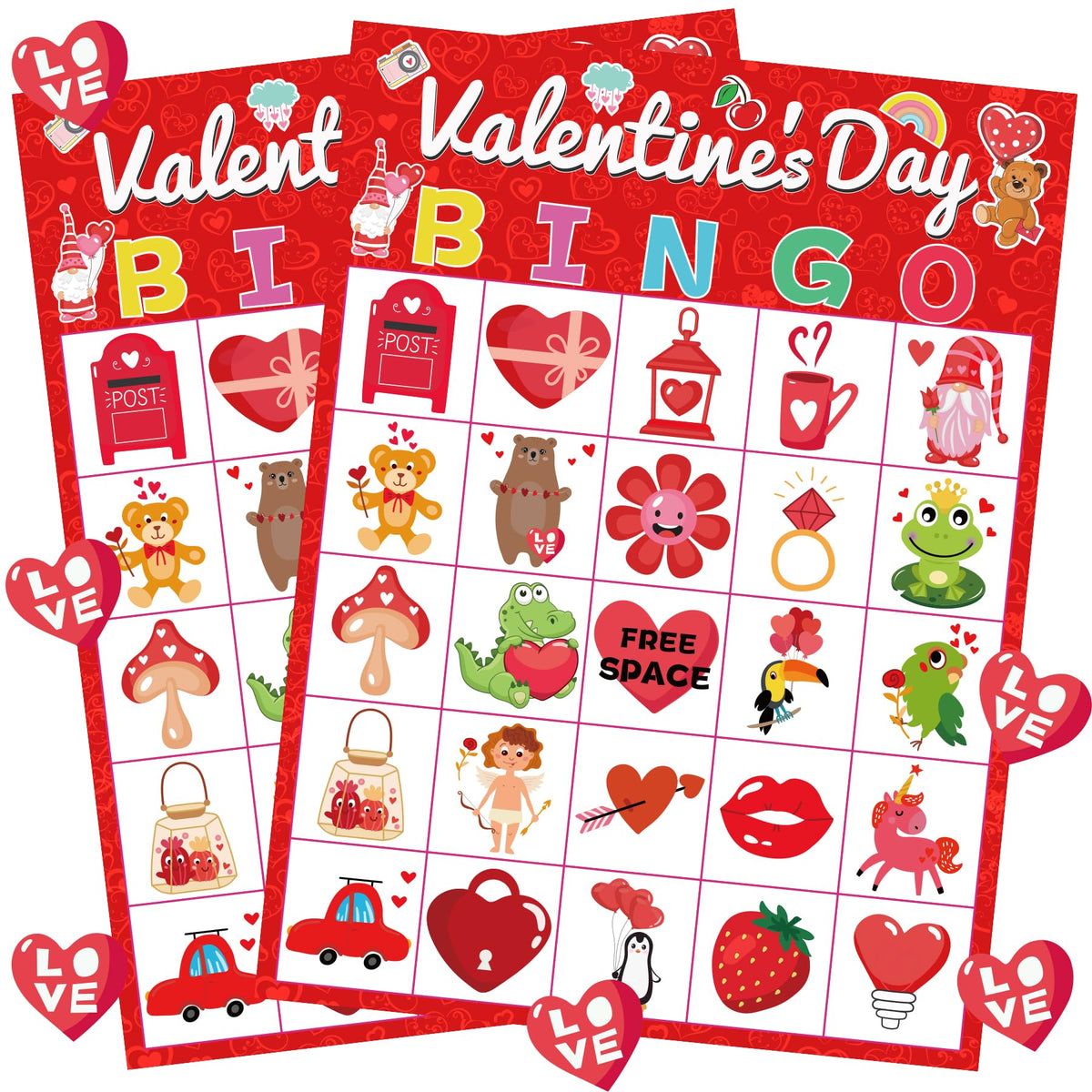 WEIEN Valentine bingo player cards for kids and family games