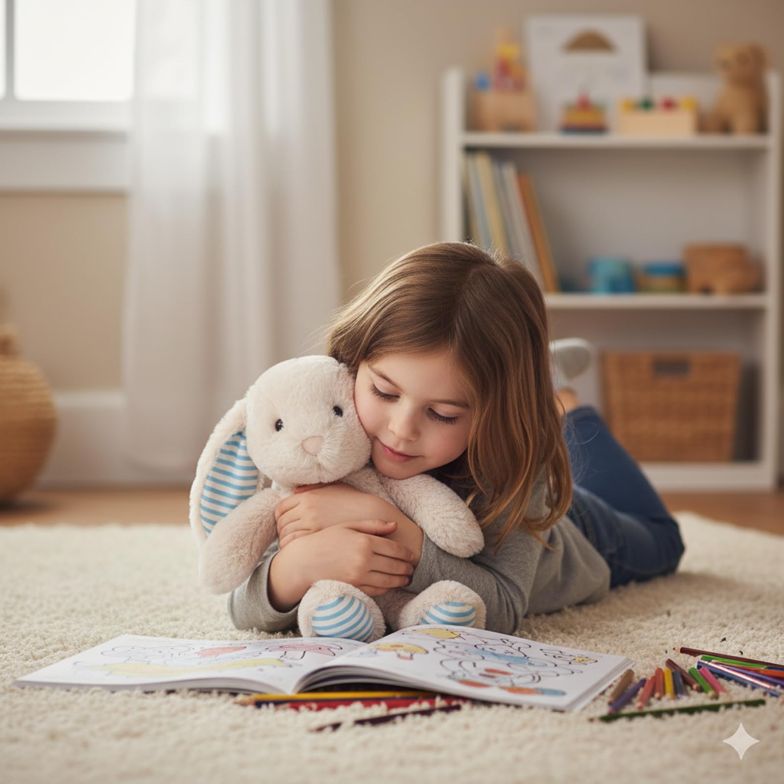 WEIGEDU beige cream bunny plush durable stitching for daily play.