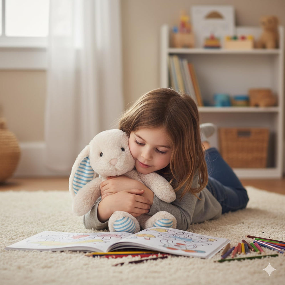 WEIGEDU beige cream bunny plush durable stitching for daily play.