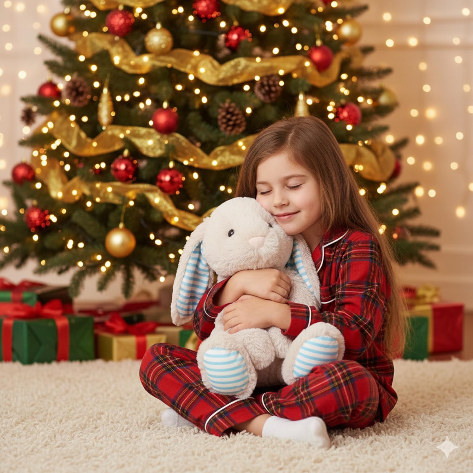 WEIGEDU beige cream bunny plush 17.7 inches for hugs and companionship.