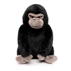 WEIGEDU black gorilla plush, 12-inch cuddly stuffed animal for playtime and bedtime hugs.