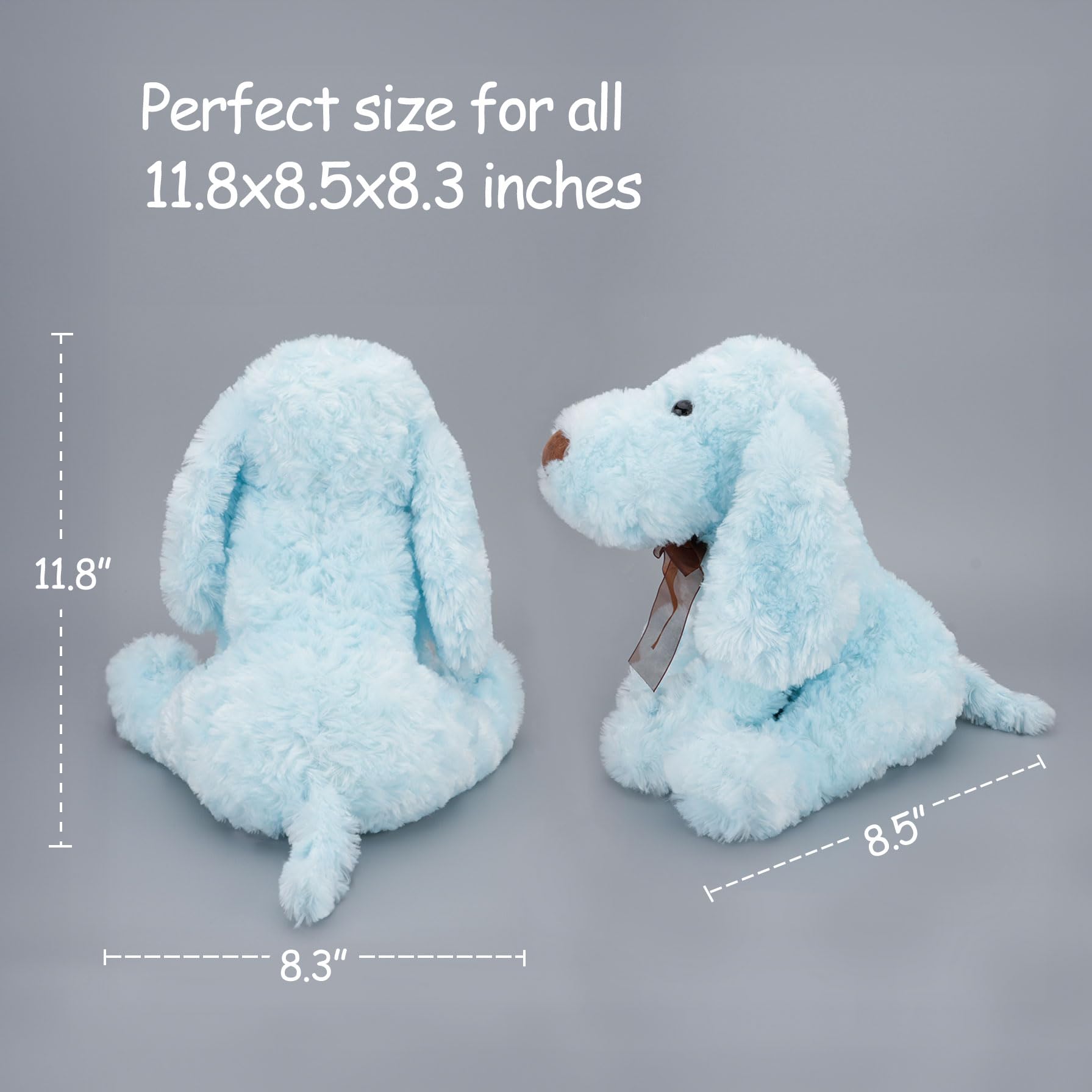WEIGEDU blue goldendoodle plush in hug-ready position for bedtime
