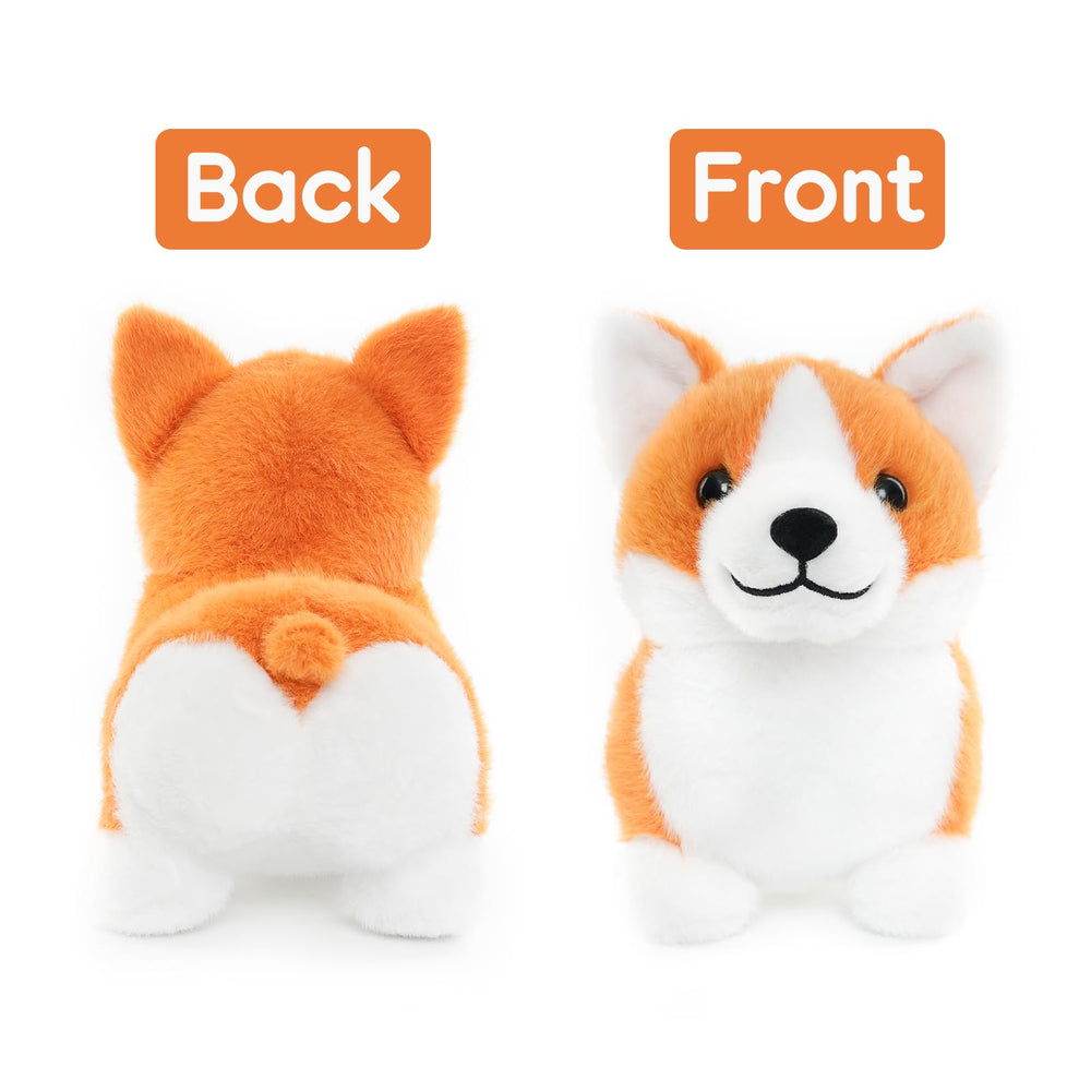 WEIGEDU Corgi plush toy 12-inch size ideal for play and display.