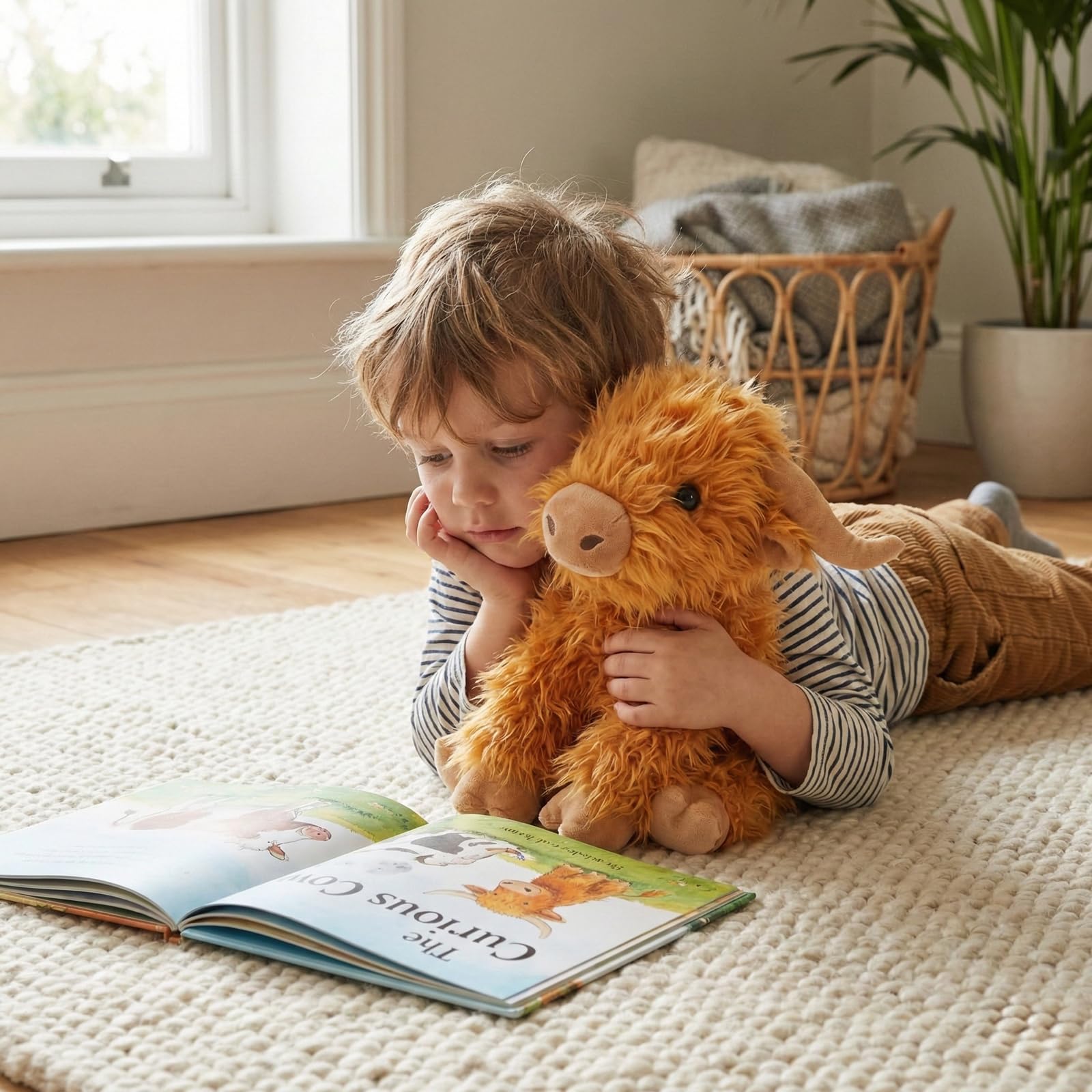 WEIGEDU Highland Cow plush fabric texture feels soft and durable for everyday hugs