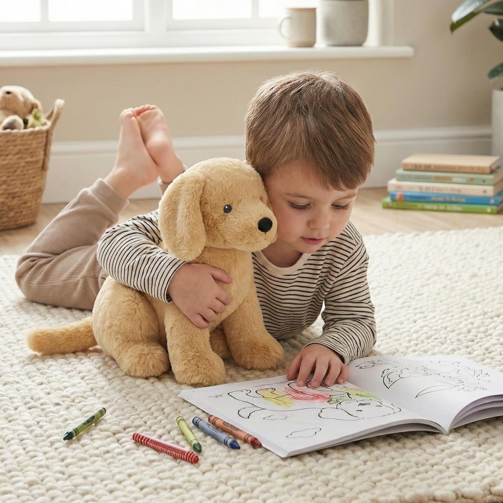 WEIGEDU Labrador Golden Plush face and nose embroidery for durability.