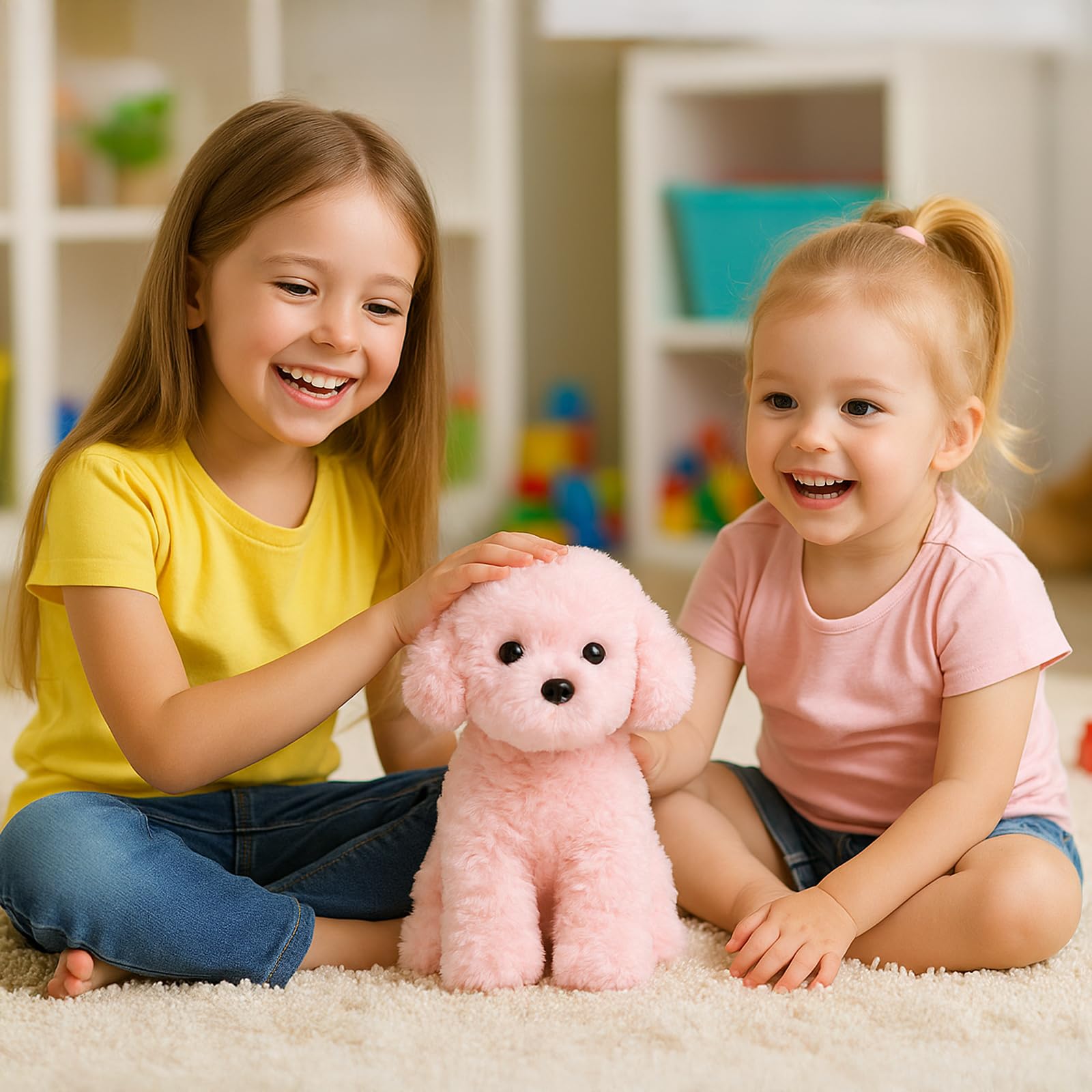 WEIGEDU pink puppy plush designed for durable, safe play.