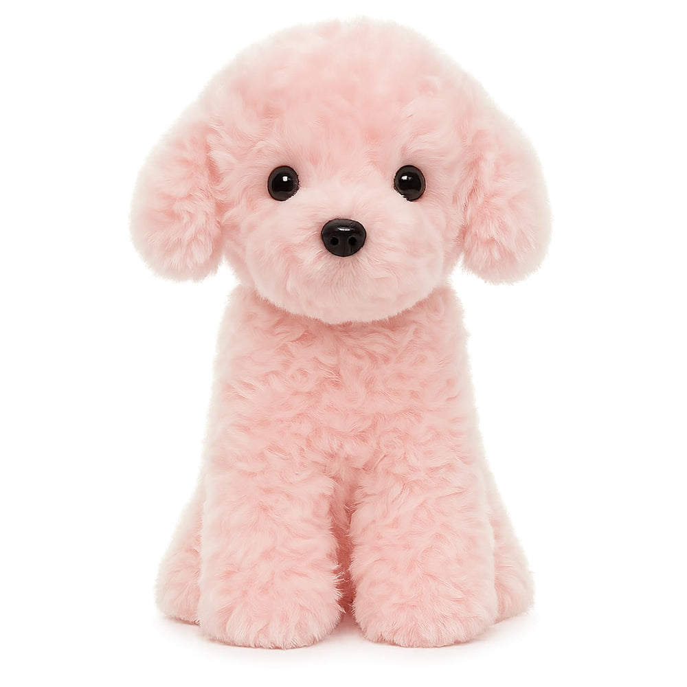 WEIGEDU pink puppy plush close-up of soft fur for cozy snuggles.