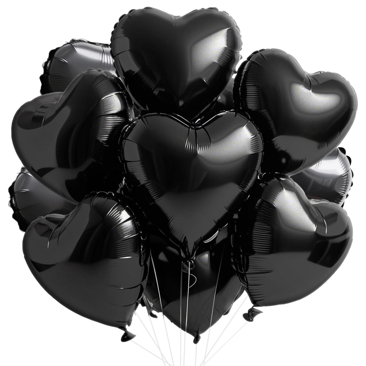 WEIKA 18inch black heart balloon foil packaging ready for event styling.