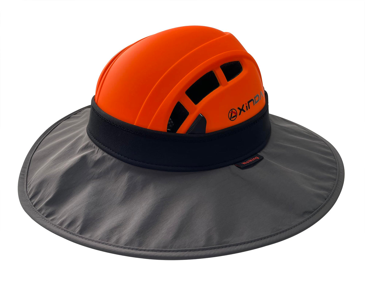 Weiking climbing helmet sun hat with front brim shields eyes during height work.