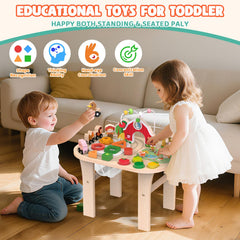 Weilim Activity Table fruit matching supports visual discrimination with safe wooden pieces.