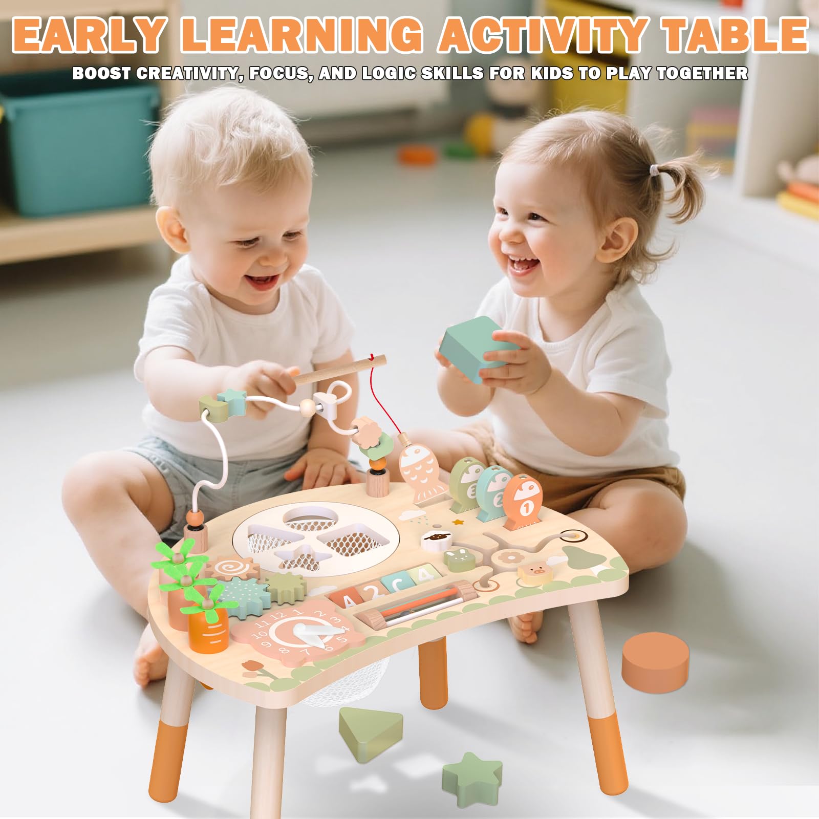 Weilim Activity Table spinning gears introduces cause-and-effect learning