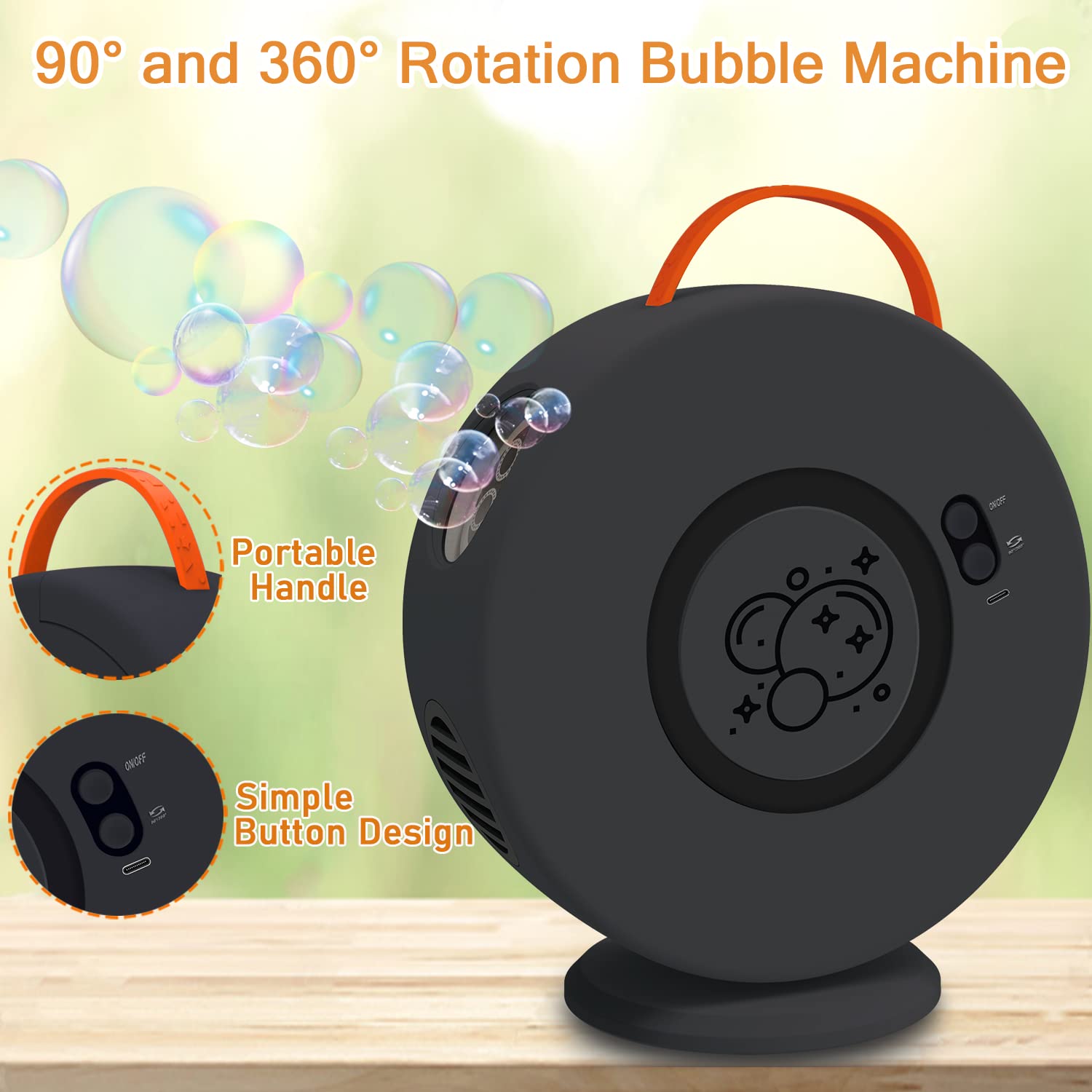 Weilim Bubble Machine with large battery enables hours of bubble fun.