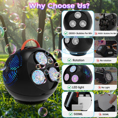 Weilim bubble machine with LED lights creates a magical night glow