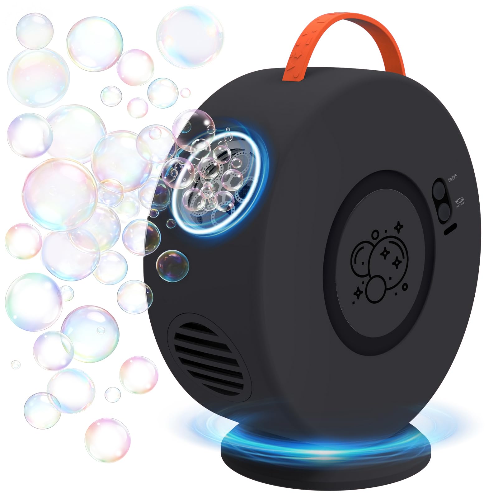 Weilim Bubble Machine with 90-degree rotation for wide-area bubble coverage during play.