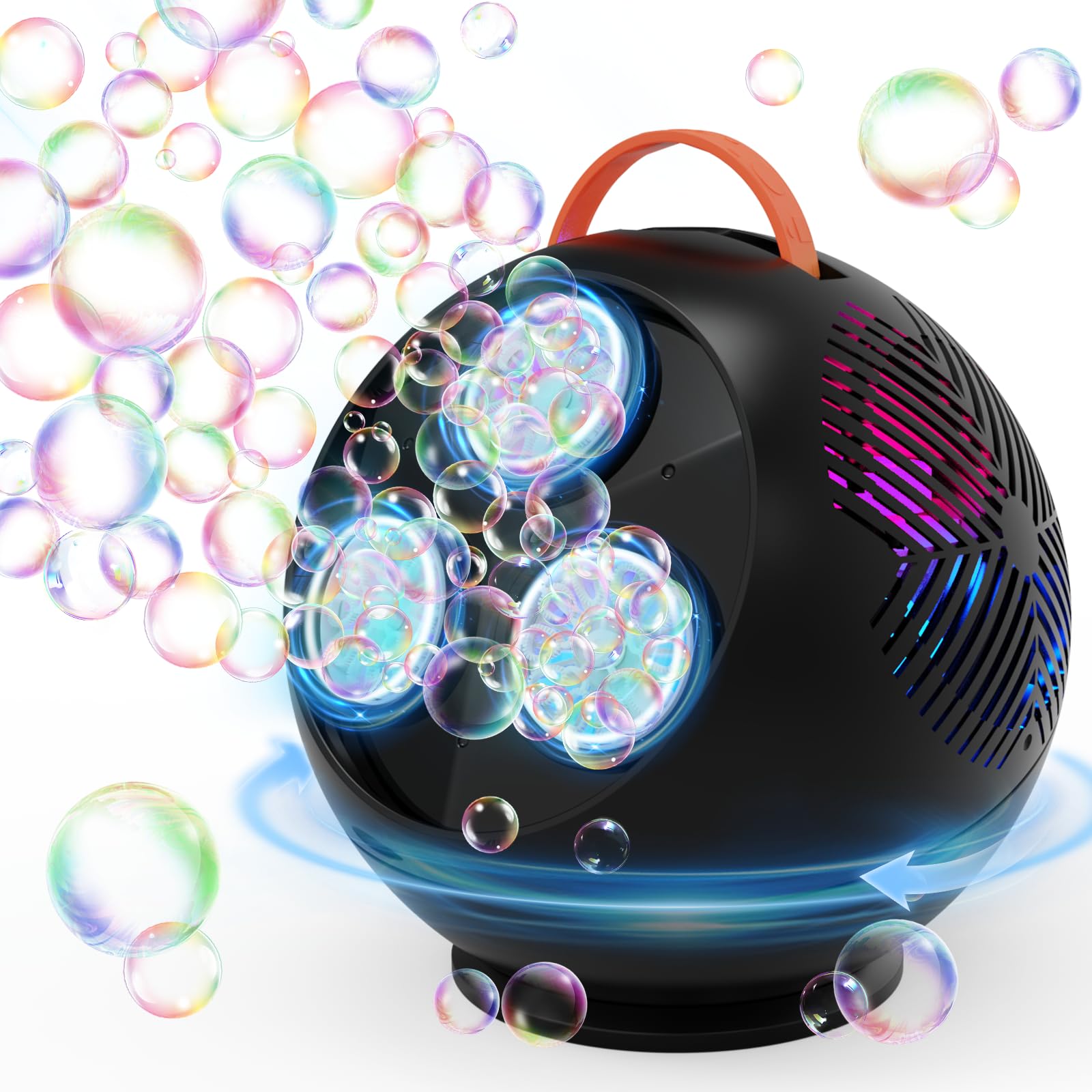 Weilim bubble machine spherical black rotation 45-360 enhances immersive outdoor play