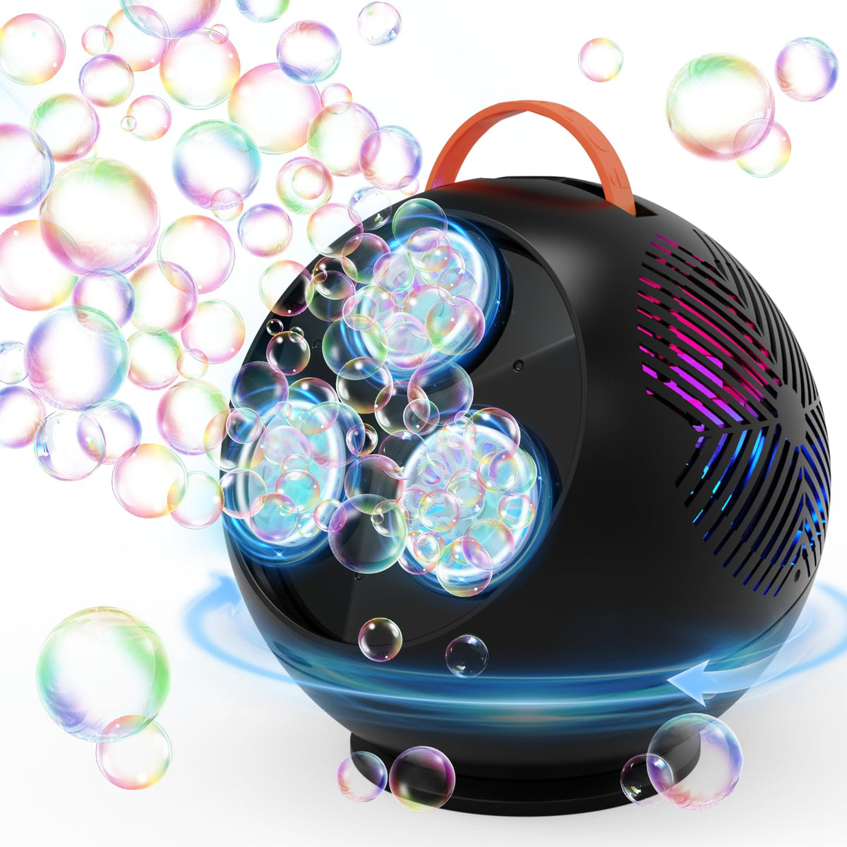 Weilim bubble machine spherical black rotation 45-360 enhances immersive outdoor play