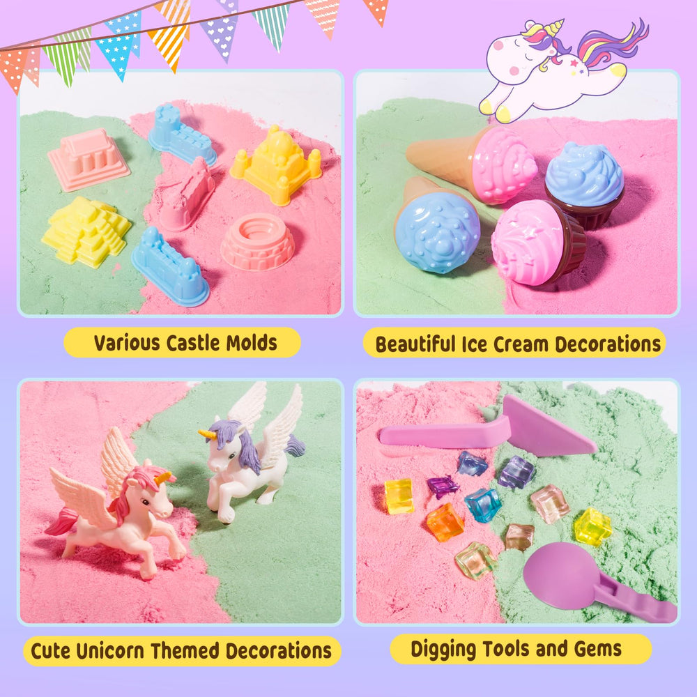 Weilim Unicorn Sensory Bin digging tools and wand support hands-on play.
