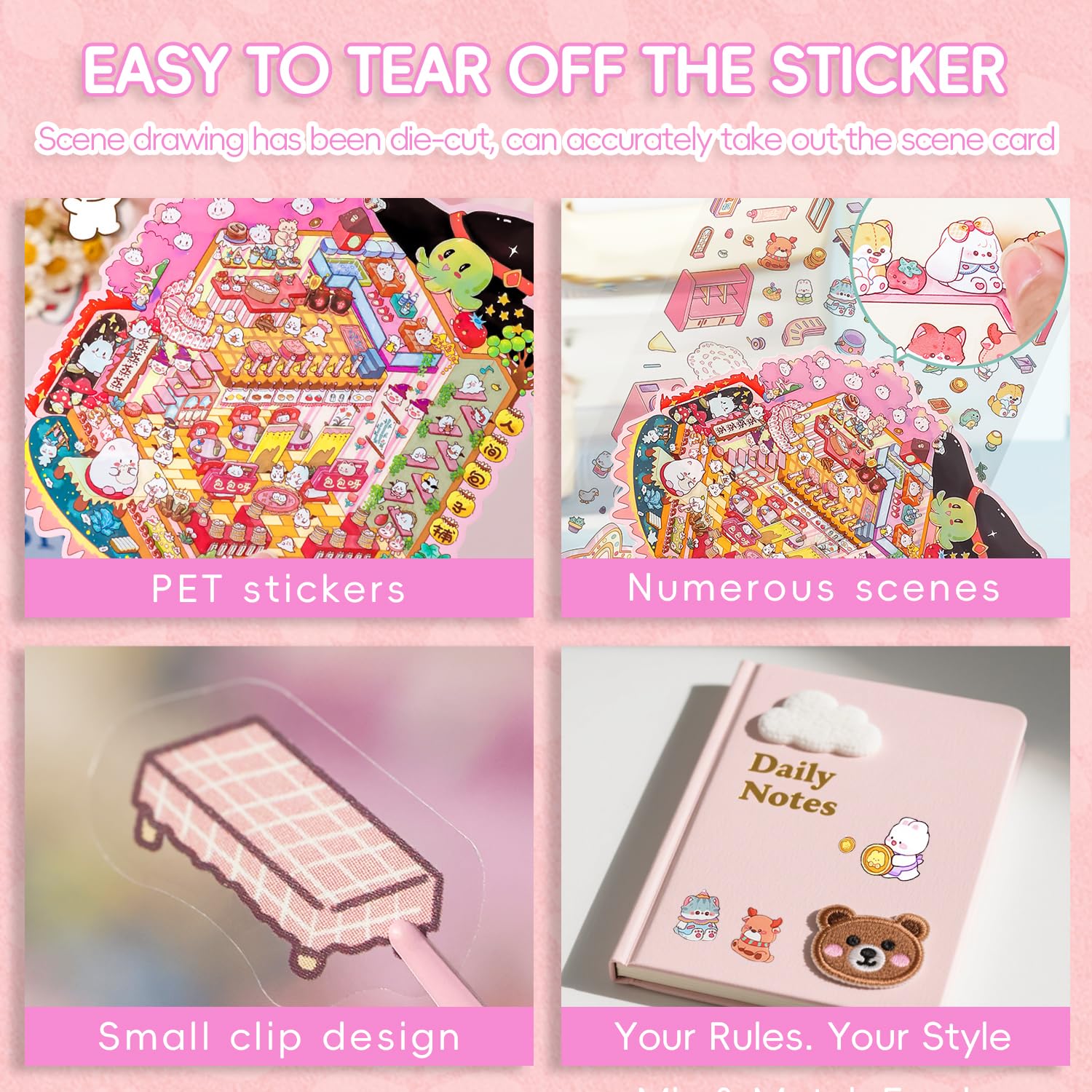 WEINSYT 3D Sticker Scene durable PE material for crisp adhesion.