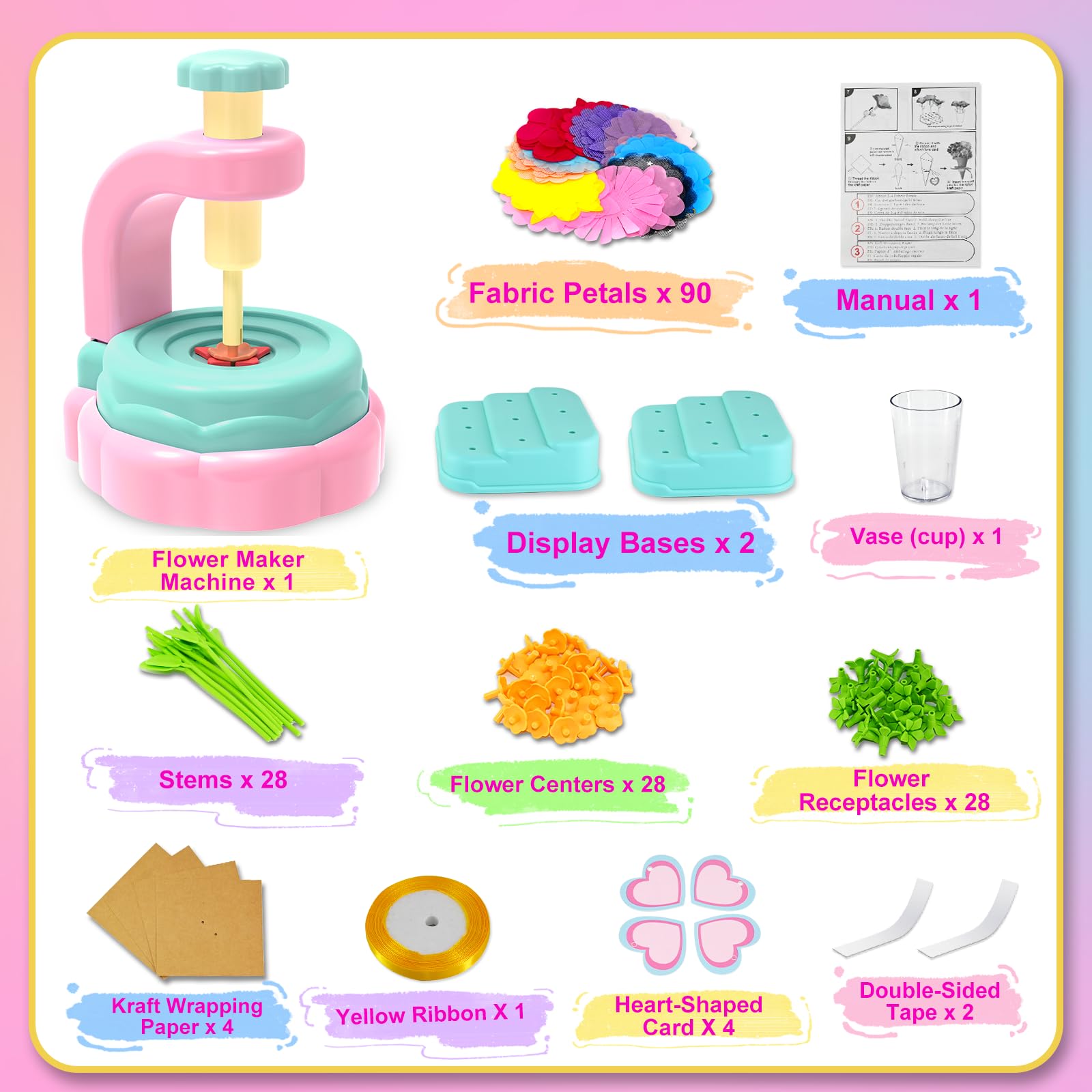 Weirtoya display bases show finished bouquets for easy gift-ready displays.