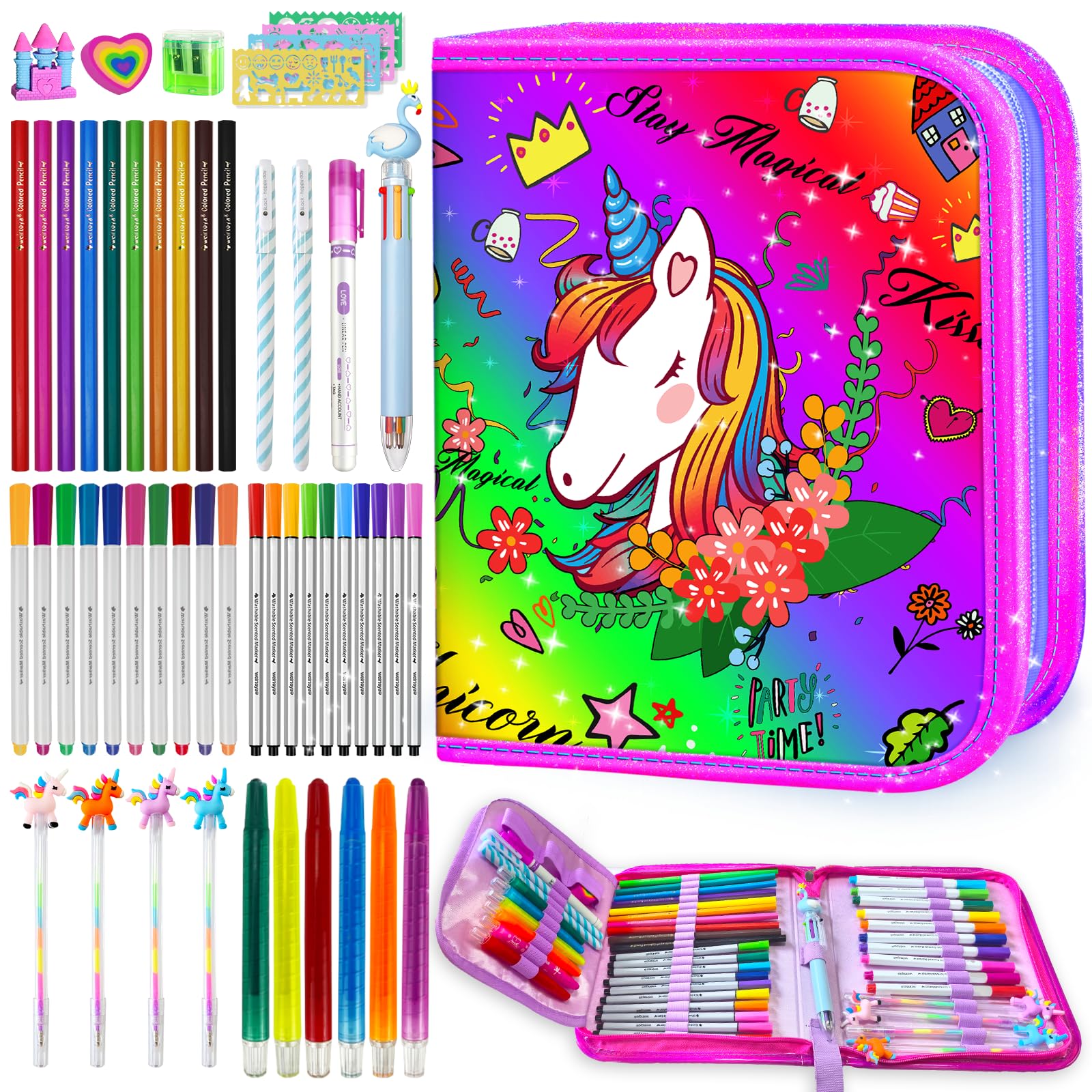 weirtoya mermaid unicorn tote bag keeps art supplies organized for kids