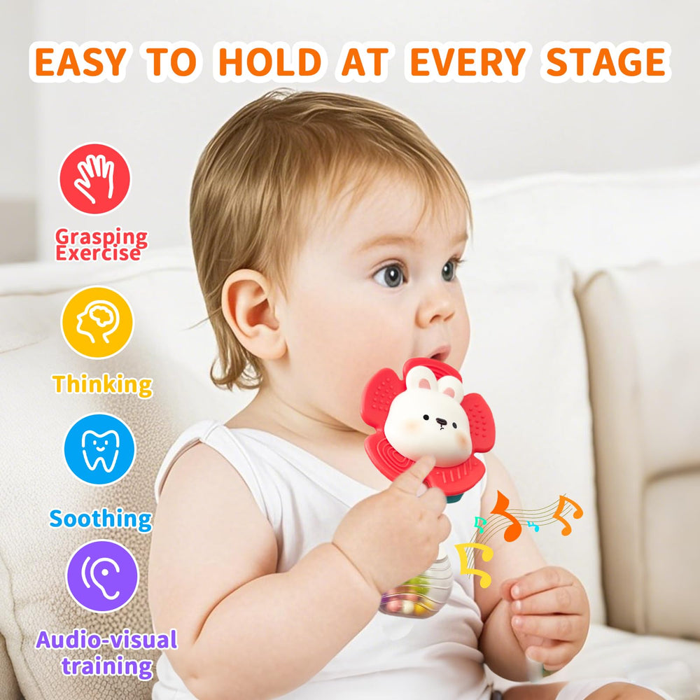 Weirtoya soft silicone teether provides safe chewing points for teething babies