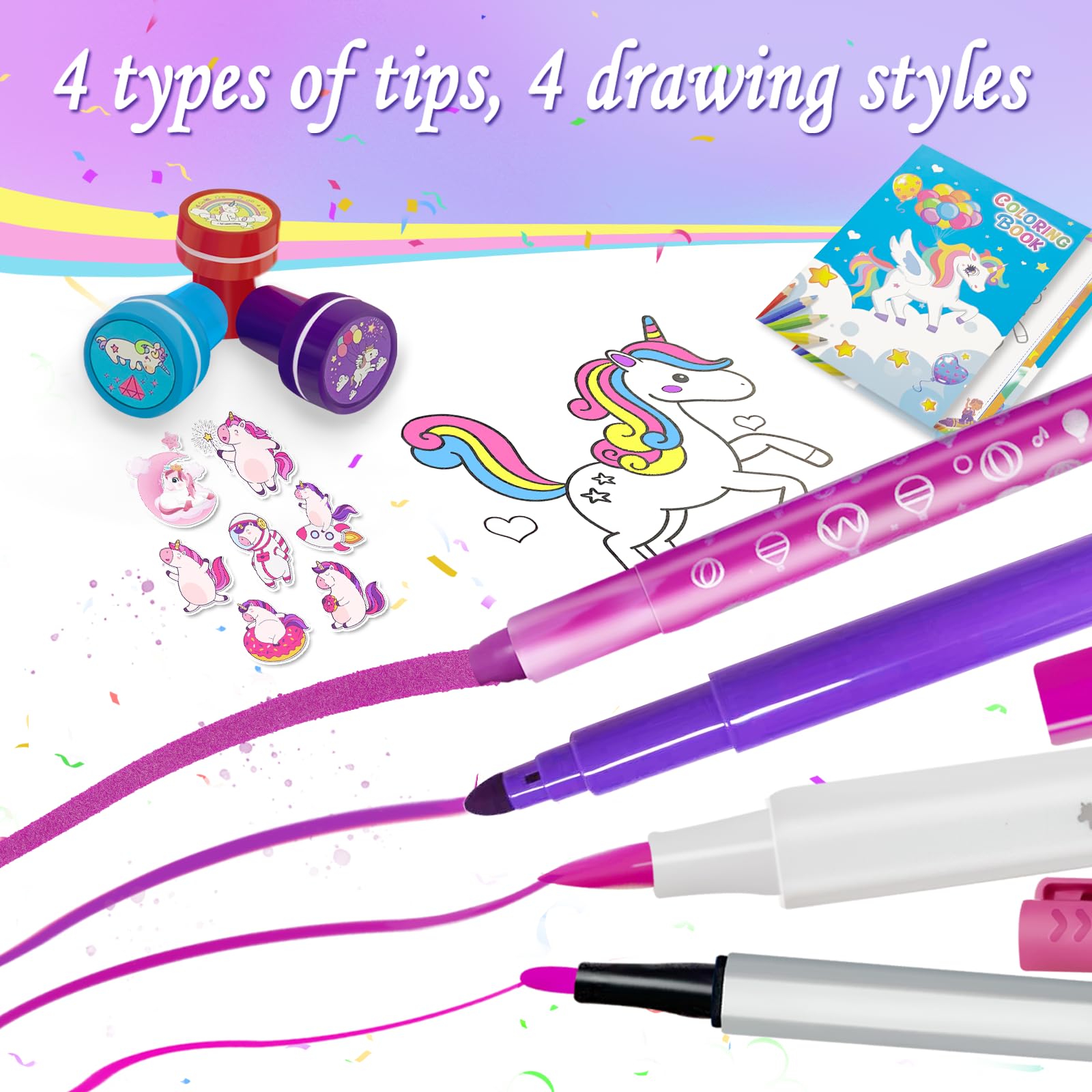 Weirtoya unicorn stickers and stamps spark imaginative scenes