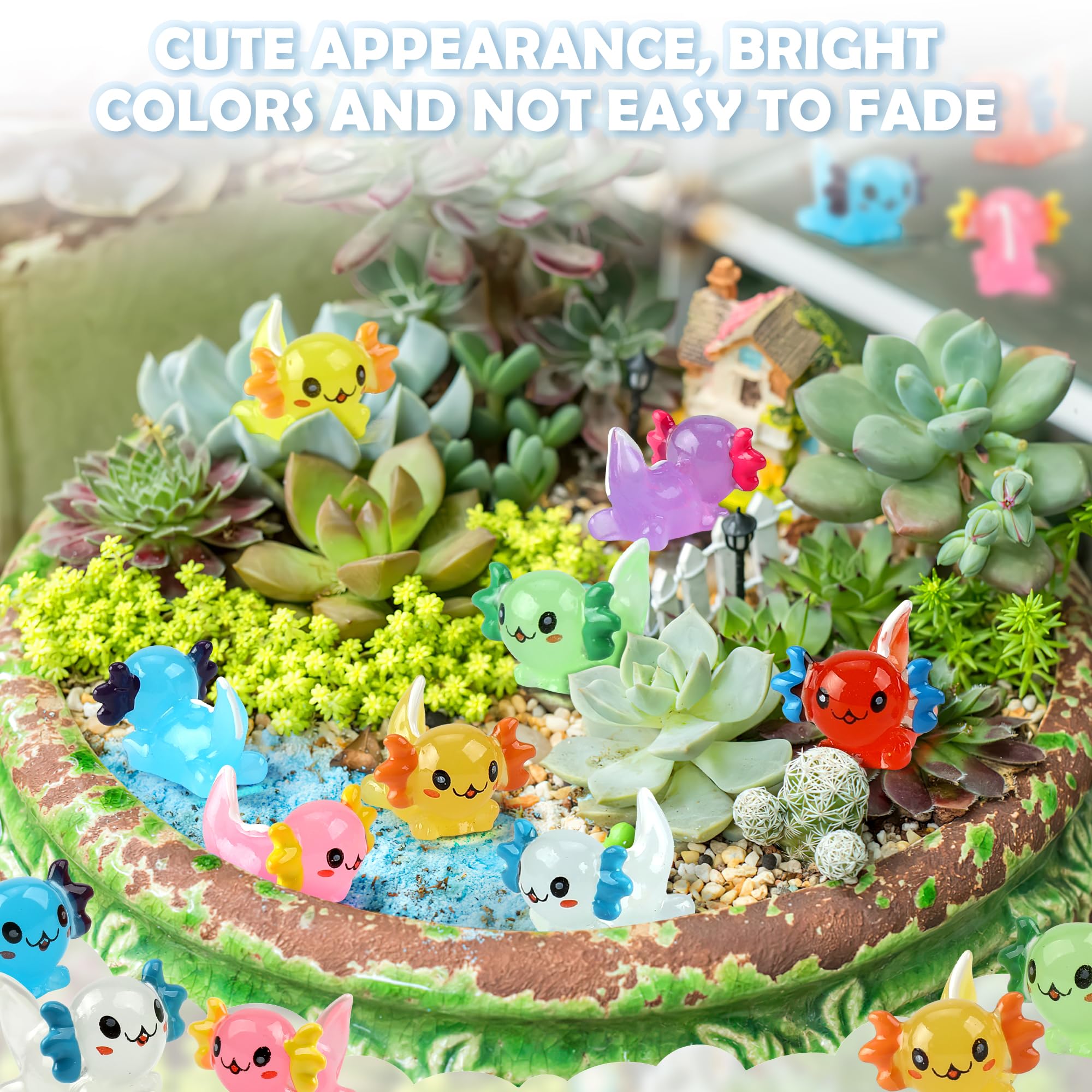 WEIZEW glow-in-the-dark axolotls brighten tiny landscapes and terrariums