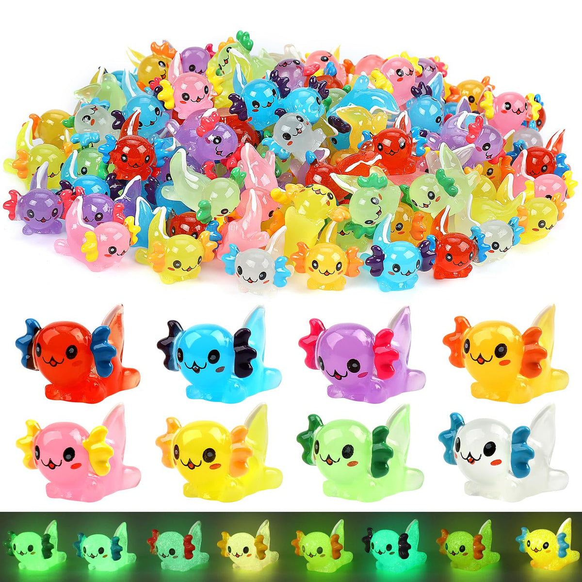 WEIZEW axolotl mini figure glow for vibrant garden decor and DIY mini landscapes
