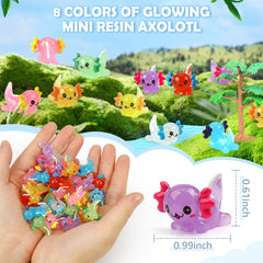 WEIZEW resin axolotls for dollhouses and slime projects with glowing charm