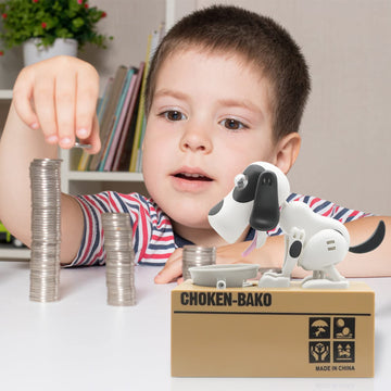 Wekity Hungry Dog Piggy Bank battery-compartment powers coin munching action.