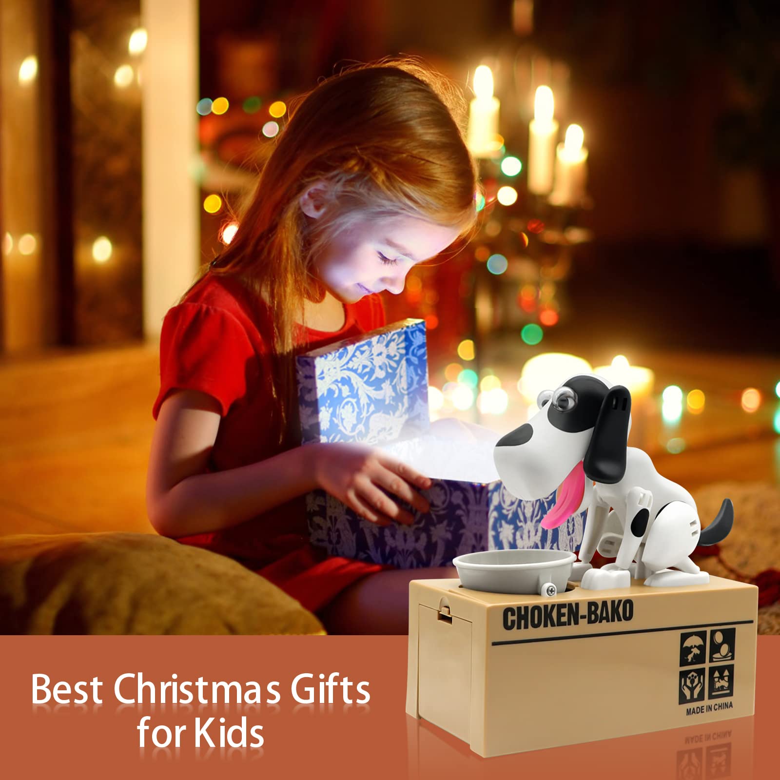 Wekity Hungry Dog Piggy Bank gift-packaging makes a thoughtful kids' present.