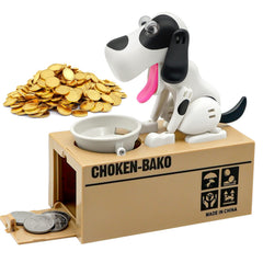 Wekity Hungry Dog Piggy Bank top-coin-feeding scene encourages saving for kids.