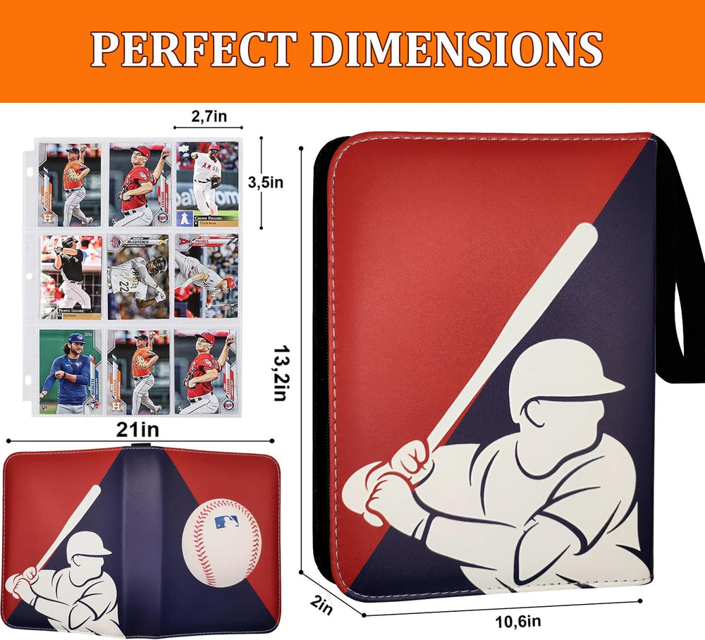 Welcomeella Baseball Card Binder three-ring zipper for secure travel storage.