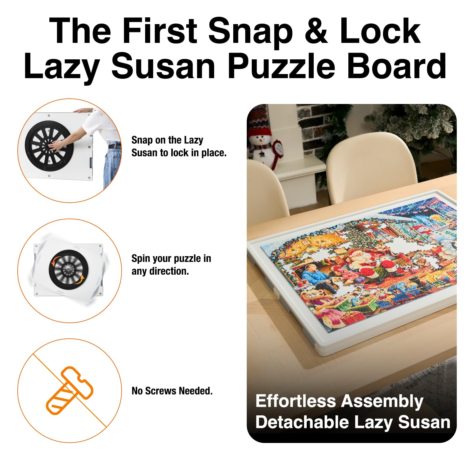 WelGEE 360-degree Lazy Susan offers full puzzle access.