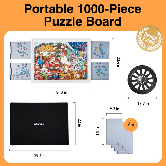 WelGEE board with four drawers for easy piece sorting.