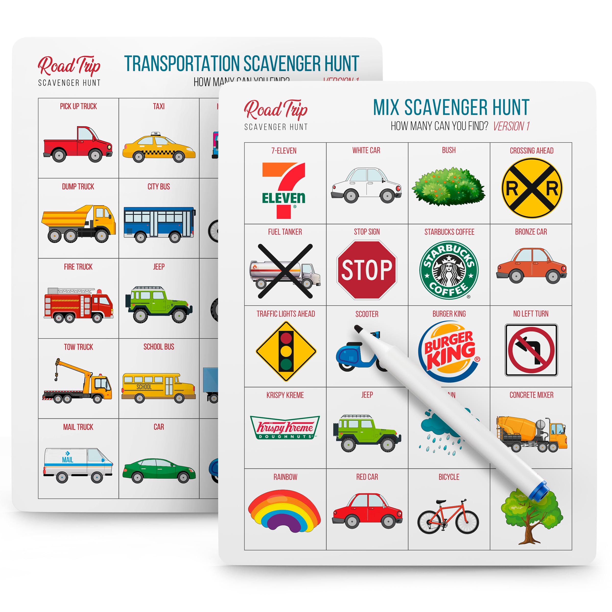 WELL BALANCED Car Bingo cards used to entertain kids on a road trip.