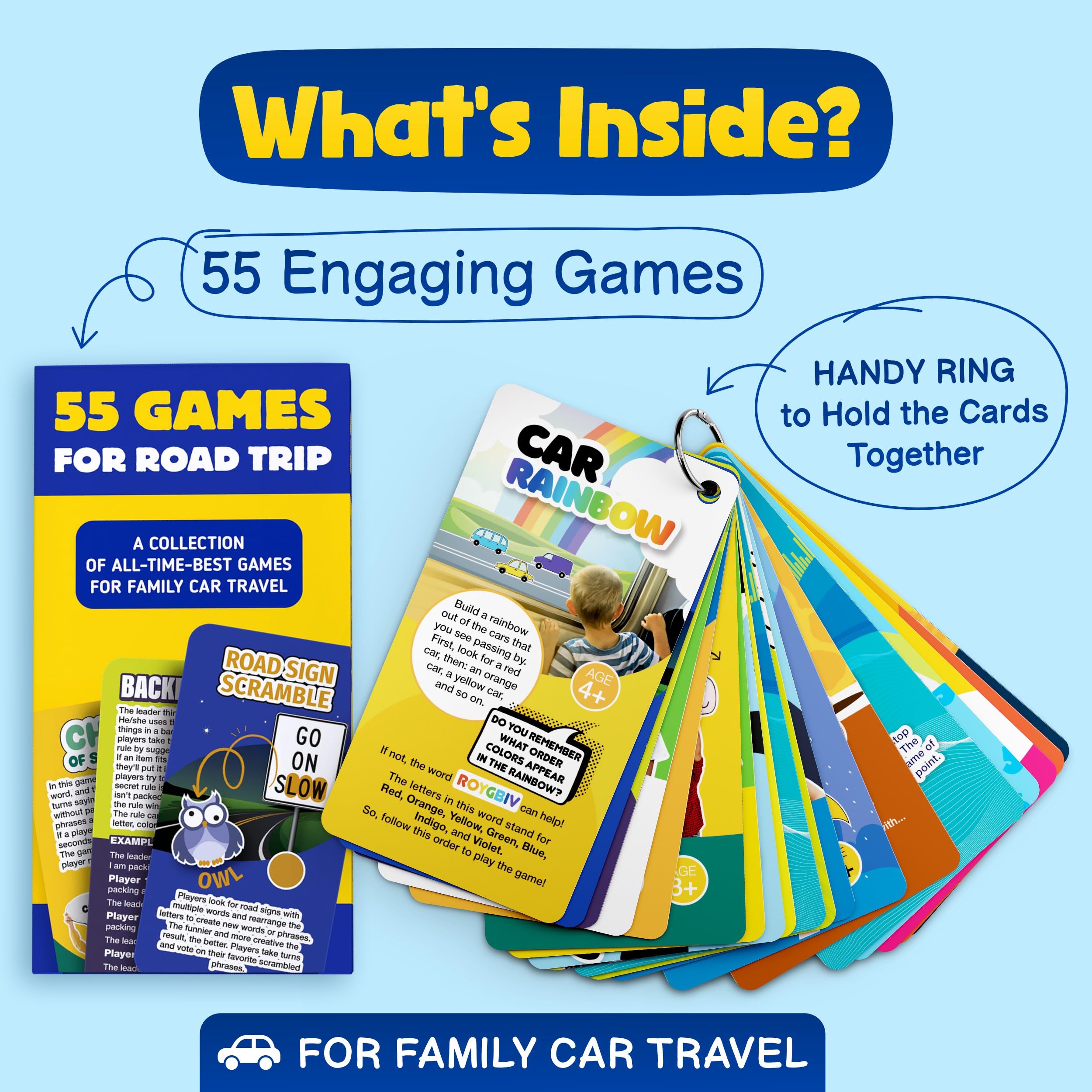 Durable, waterproof WELL BALANCED cards withstand spills during travel play.