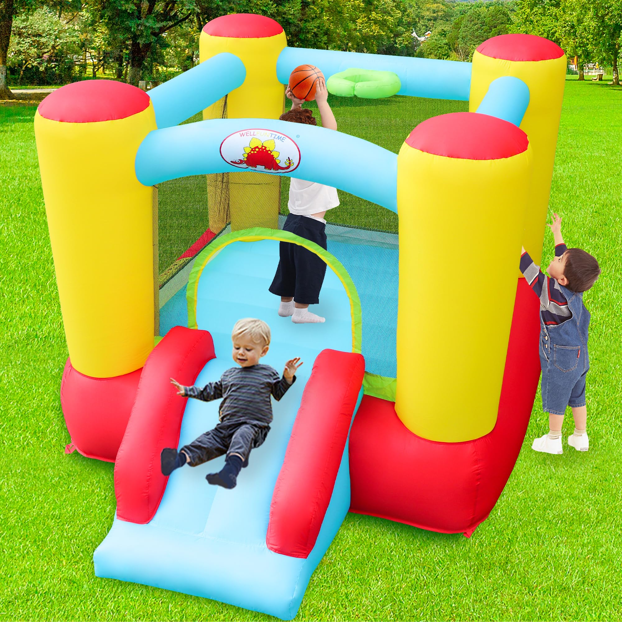 WELLFUNTIME packing and play area ready for backyard parties