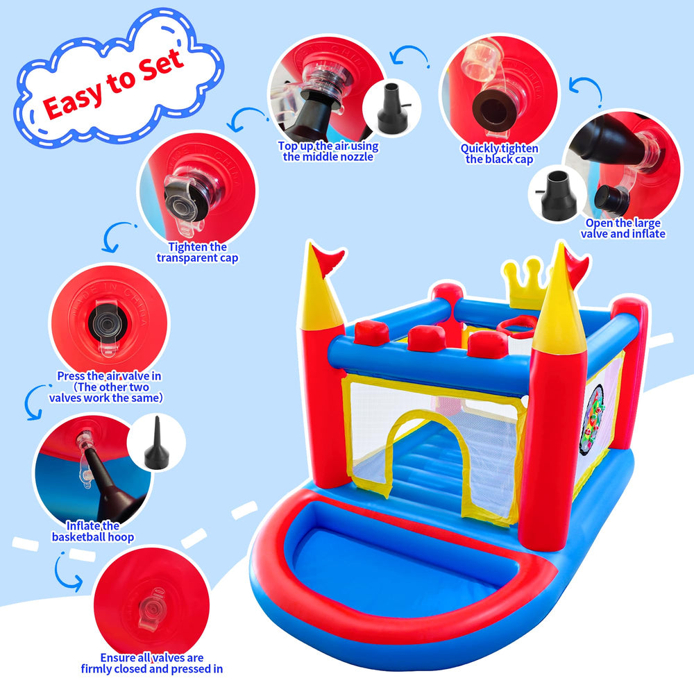 WELLFUNTIME bounce house folds compactly for storage after play.