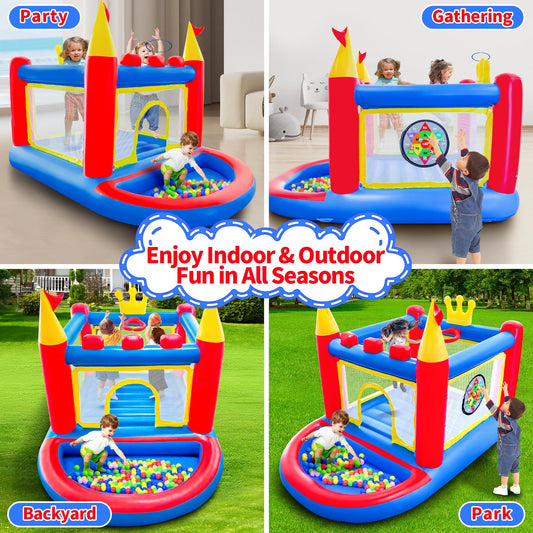 WELLFUNTIME bounce house indoors or outdoors for versatile family fun.