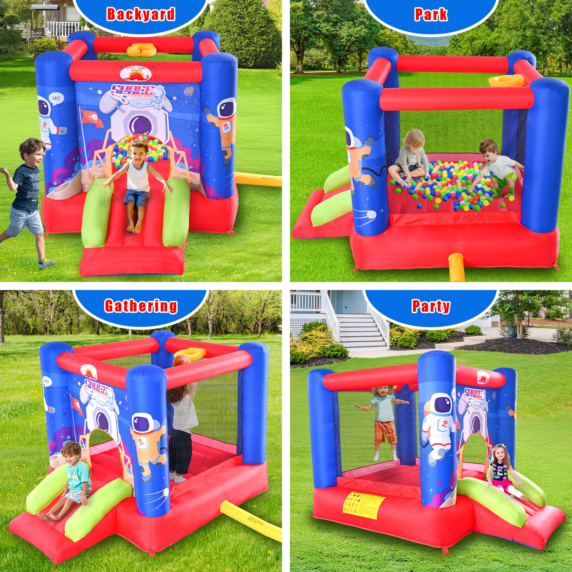 WellFUNTIME bounce house interior with spacious play area for safe jumping
