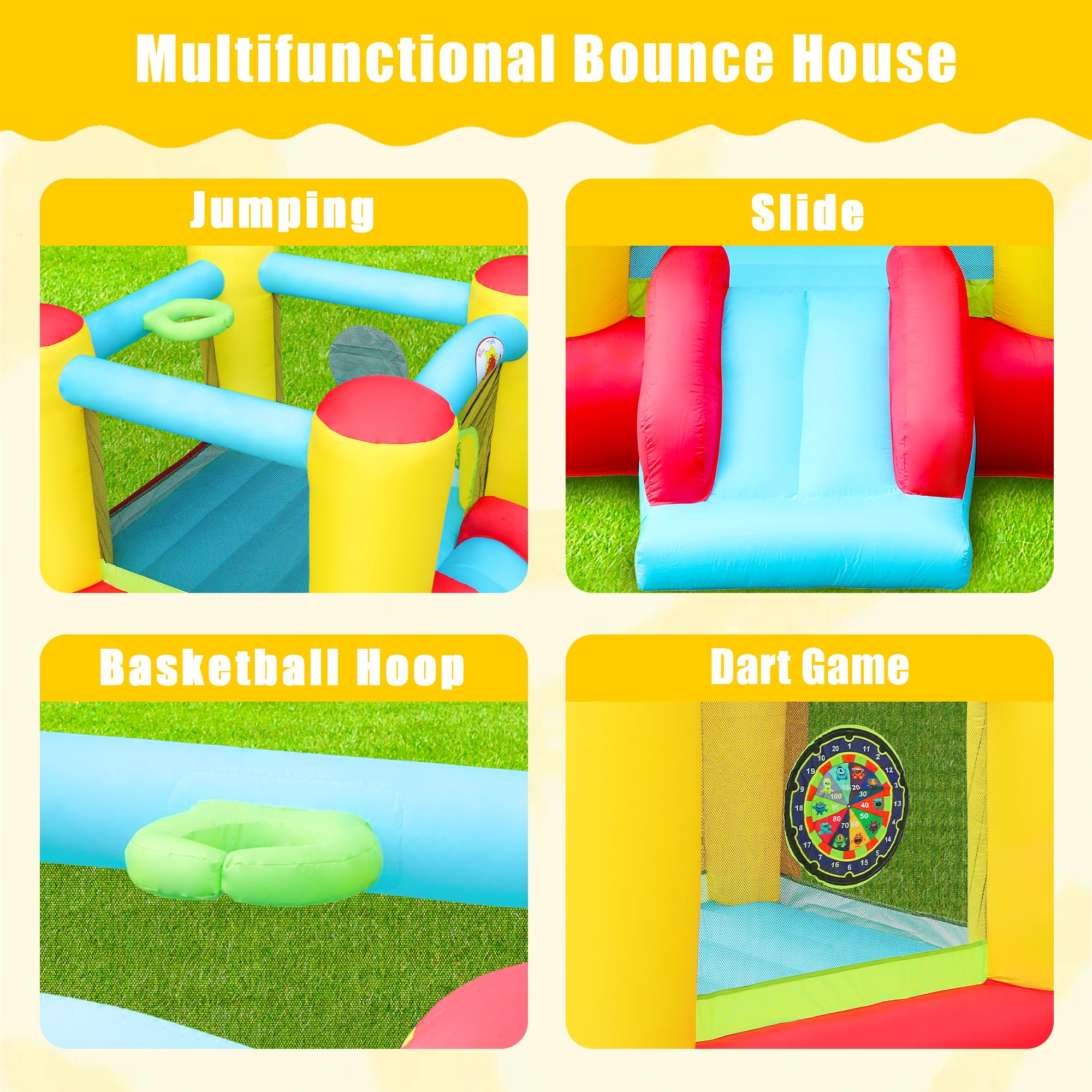 WELLFUNTIME protective mesh netting ensures a secure bouncing environment