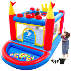 WELLFUNTIME inflatable bounce house with pump for quick setup and safe play.