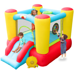 WELLFUNTIME inflatable bounce house slide front view for outdoor fun