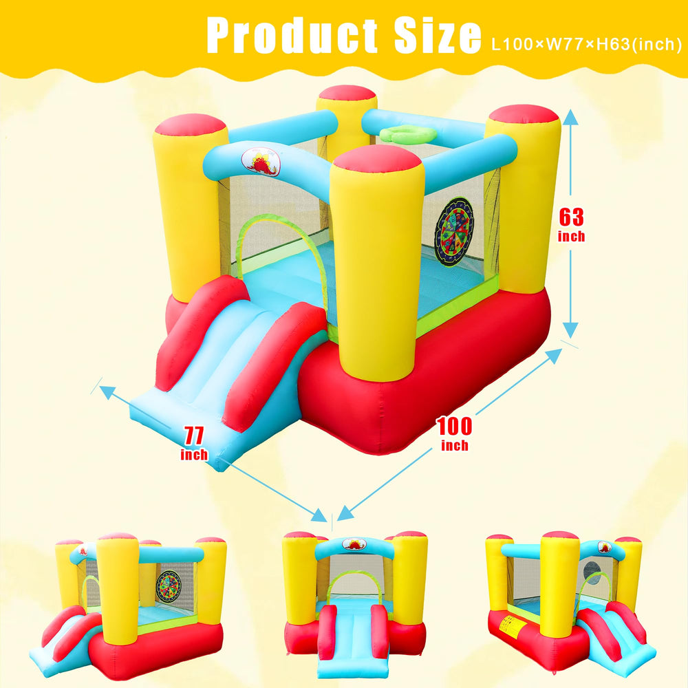 WELLFUNTIME inflatable bounce house slide side view highlights sturdy construction for safe play