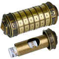 Wellsee Da Vinci Code cryptex bronze close up dial detail for puzzle solving