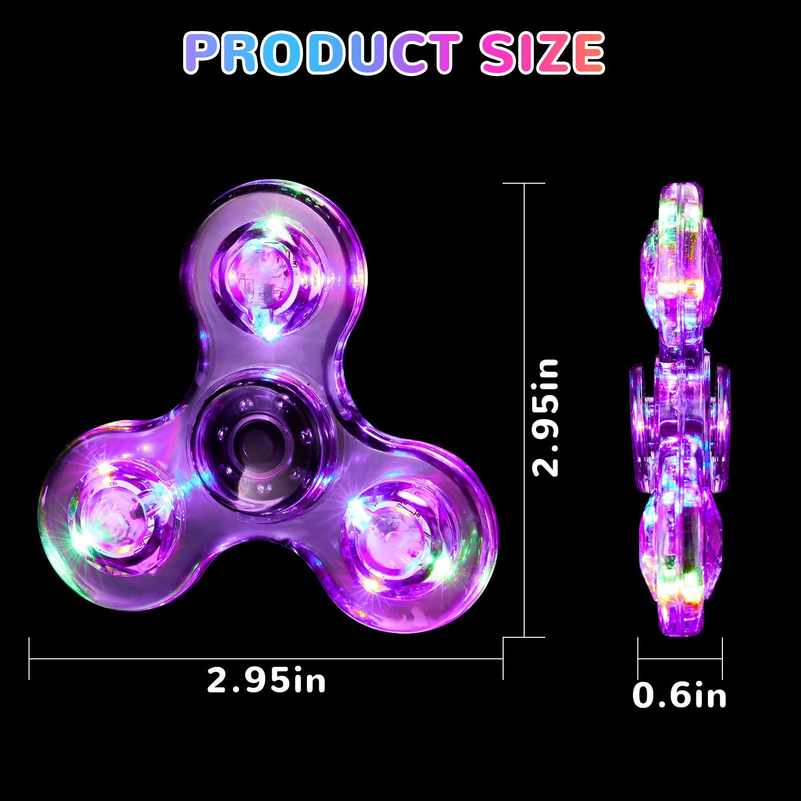 WELLVO LED Fidget Spinner glow in the dark display enhances night-time calm