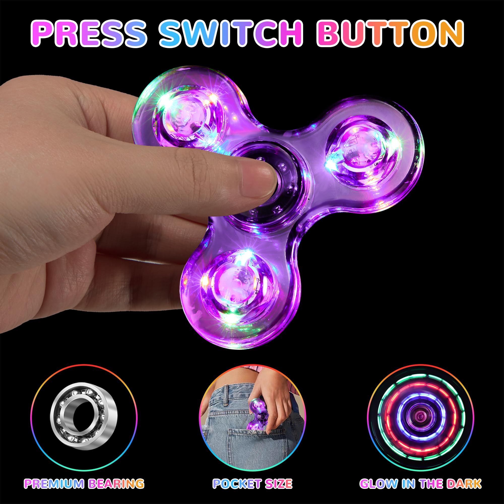WELLVO LED Fidget Spinner pocket-size for travel and quick relief during tasks