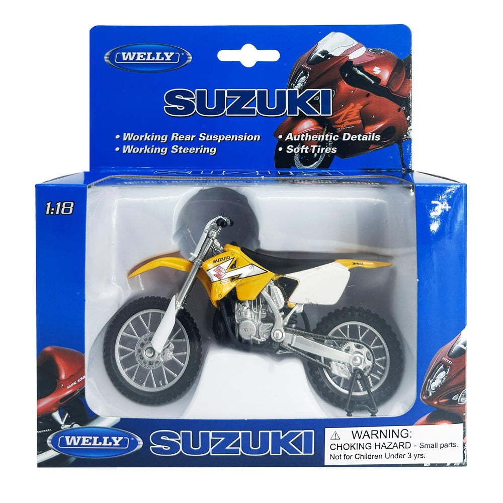 Welly Suzuki RM250 metal diecast body with plastic parts for durable display