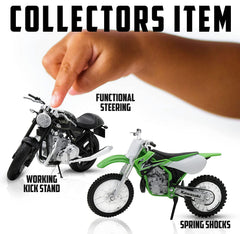 Welly DR-Z400S die-cast with working kick stand for posing.